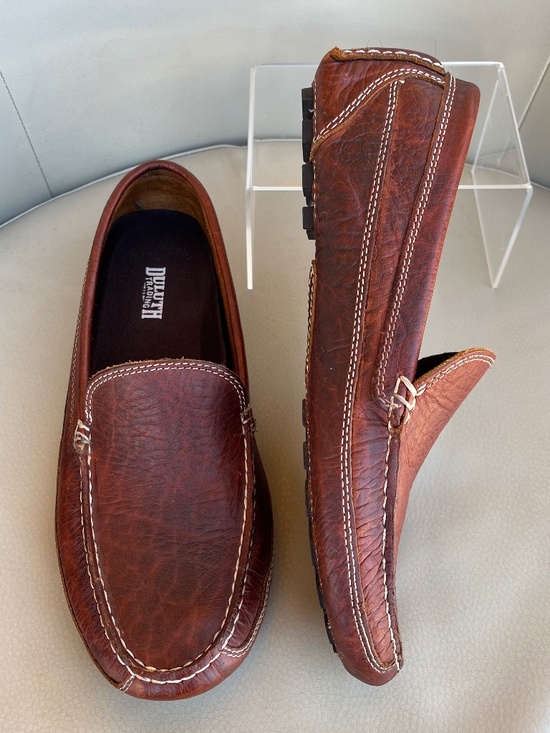 Duluth Trading Company Bison Leather Loafers Driving Moccasins Shoes 10W Brown main image 7